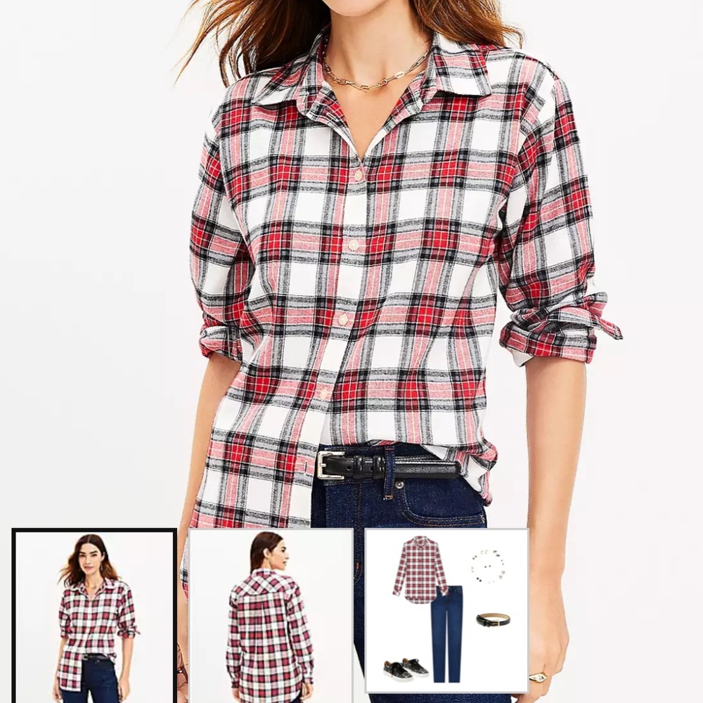 Loft plaid flannel tunic New with tags